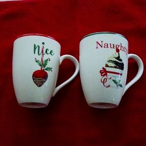 Lenox Christmas Holiday Mug Pair 5" Tall  (Ivory  Colored) NWT